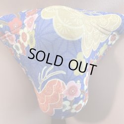 画像1: 梅松麻の葉紋様黒猫（薄手の綿混柔らか素材）