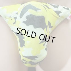 画像1: 迷彩黒猫黄色（薄手の綿混柔らか素材）