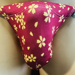 画像1: 臙脂桜紋様黒猫（薄手の綿混柔らか素材）