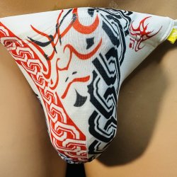 画像1: 吉原隈取紋様黒猫　（薄手の綿混柔らか素材）