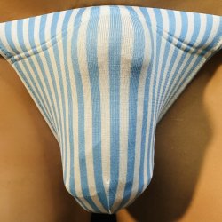 画像1: 縞紋様黒猫水色　（薄手の綿混柔らか素材）