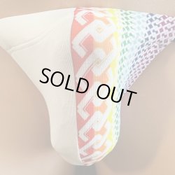 画像1: ハーフレインボー吉原繋ぎ黒猫（薄手の綿混柔らか素材）