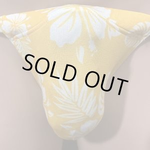 画像: ハイビスカス黒猫イエロー（薄手の綿混柔らか素材）