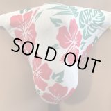 画像: ハイビスカス黒猫白地（薄手の綿混柔らか素材）