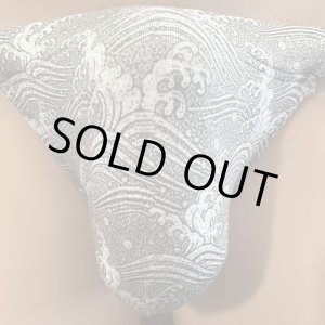 画像: 荒波紋様黒猫灰色（水着系素材）