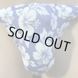 画像: ハイビスカス黒猫ブルー（薄手の綿混柔らか素材）