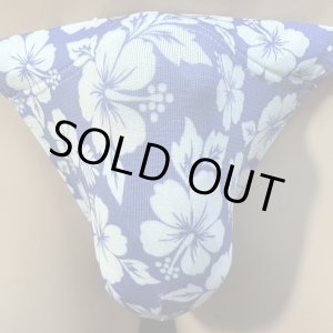 画像: ハイビスカス黒猫ブルー（薄手の綿混柔らか素材）