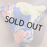 画像: 梅松麻の葉紋様黒猫（薄手の綿混柔らか素材）