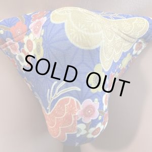 画像: 梅松麻の葉紋様黒猫(薄手の綿混柔らか素材)