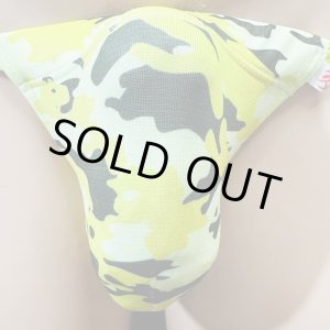 画像: 迷彩黒猫黄色(薄手の綿混柔らか素材)