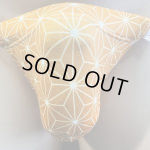 画像: 麻の葉紋様黒猫橙（薄手の綿混柔らか素材）