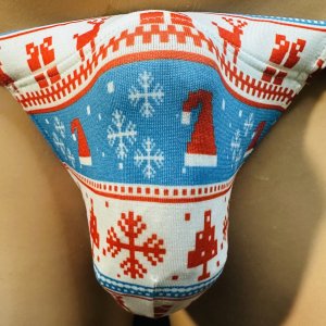 画像: ウインター柄黒猫 (薄手の綿混柔らか素材)